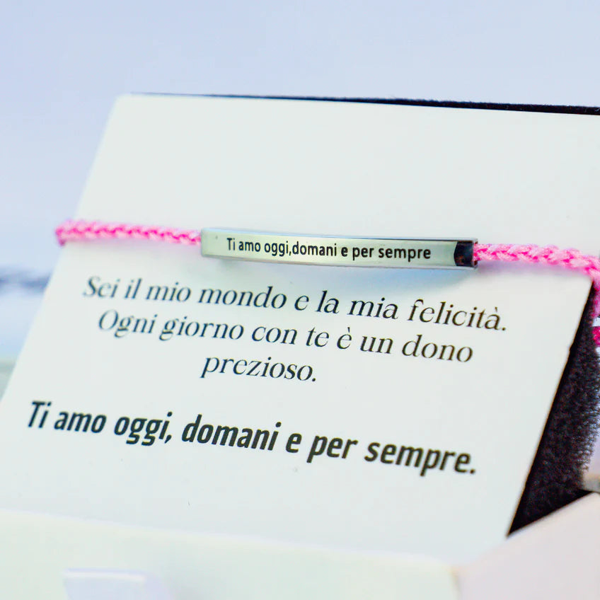 Pulseira com gravação "Amo-te hoje, amanhã e sempre