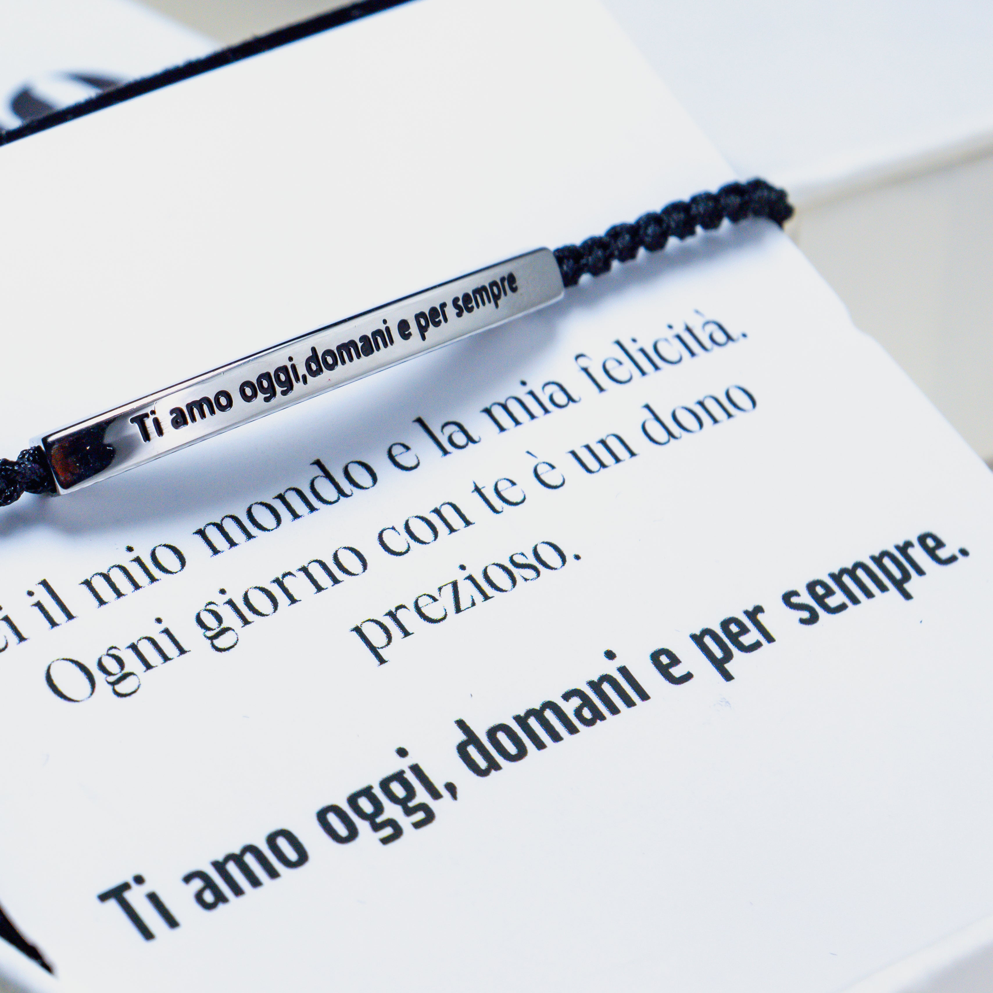 Pulseira com gravação "Amo-te hoje, amanhã e sempre
