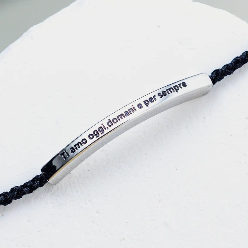 Pulseira com gravação "Amo-te hoje, amanhã e sempre