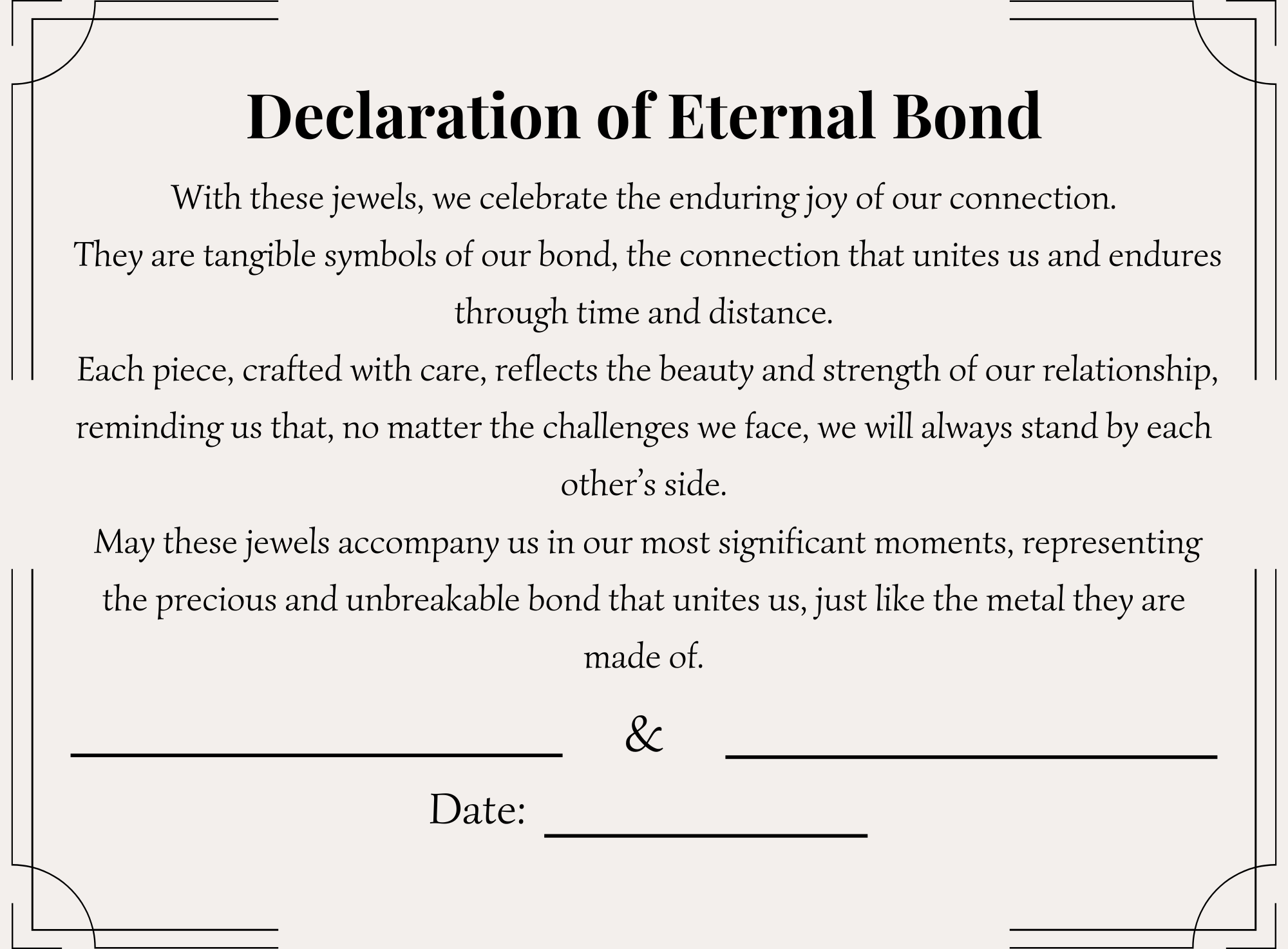 DECLARATION OF ETERNAL BOND